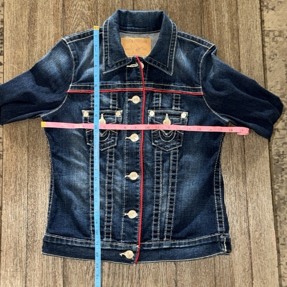 True Religion PIPED TRUCKER DENIM JACKET in Night Lights - Picture 10 of 12